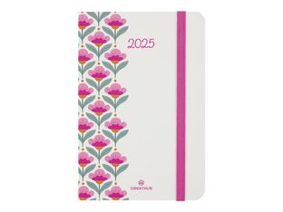Oberthur Anahita - Agenda - 2025 - semainier - mini - 100 x 150 mm - 128 pages -  blanc - rétro -  rose 