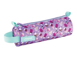 Trousse Scolaire Ronde en Polyester - Fermeture Éclair en Nylon - Motif Yummy