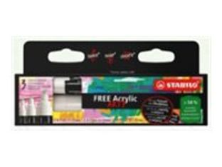STABILO FREE - Marqueur - blanc - acrylique (pack de 3)