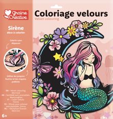 Sirène Velours 30x30 cm - Coloriage unique et doux pour enfants