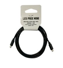 Cable USB 2.0 Type-C - 1,5 m - noir - LES PRIX MINI
