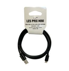Cable USB 2.0 Type-A/lightning - 1,5 m - noir - LES PRIX MINI