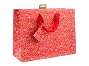 Clairefontaine Santa - Sac cadeau - 32 cm x 13 cm x 24.5 cm - rouge et blanc