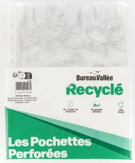 Bureau Vallée Recyclé - Lot de 50 Pochettes Perforées A4 Polypropylène 100% Recyclé - Lisses 5/100 