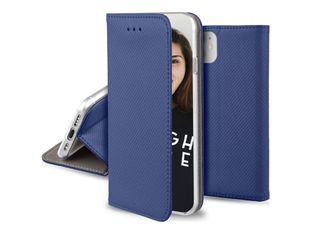 JAYM - Étui à rabat pour téléphone portable - imitation cuir - bleu