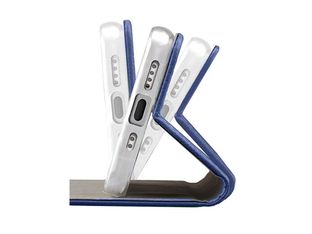 JAYM - Étui à rabat pour téléphone portable - imitation cuir - bleu