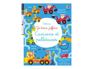 Camions et pelleteuses - Je trace, j'efface - par Robson Kirsteen - livre d'activités