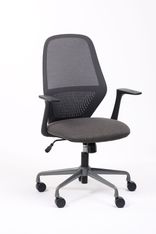 Fauteuil de bureau TIME - accoudoirs fixes pied acier - assises gris foncé