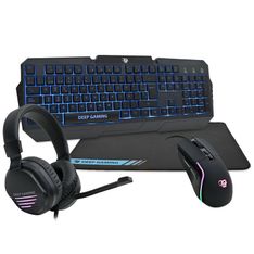 PACK GAMING DEEPX-WING 2 - Teclado, ratón, auriculares con micrófono y alfombrilla antideslizante