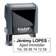 Tampon personnalisé avec 3 lignes - zone d'impression 38 x 14 mm - Trodat Printy 4911 gris