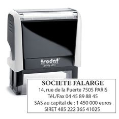 Tampon personnalisé avec 5 lignes - zone d'impression 58 x 22 mm - Trodat Printy 4913 blanc