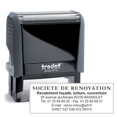 Tampon personnalisé avec 7 lignes - zone d'impression 70 x 25 mm - Trodat Printy 4915 gris