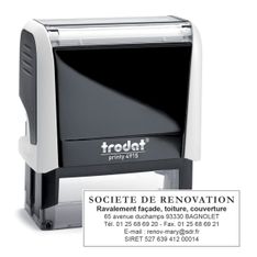 Tampon personnalisé avec 7 lignes - zone d'impression 70 x 25 mm - Trodat Printy 4915 blanc