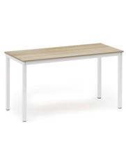 Bureau Ergo - L120 cm - plateau finition chêne clair - pied acier blanc
