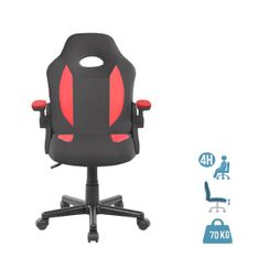 Fauteuil de bureau JUNIOR FLIP - avec accoudoirs - noir et rouge