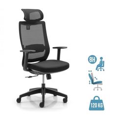 Fauteuil de bureau CASSIOPEA - accoudoirs - appuie-tête - noir