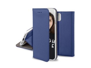 JAYM - Étui à rabat pour téléphone portable - magnétique - cuir artificiel - bleu