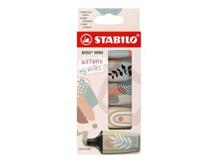 STABILO BOSS MINI Naturevibes - Marcador - verde barro, verde tierra, siena, beige, gris cálido - tinta al agua - 2-5 mm (paquete de 5)