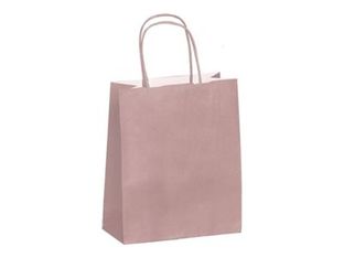 50 Sacs cadeau kraft - poignées torsadées - 23 cm x 12 cm x 30 cm - rose poudré