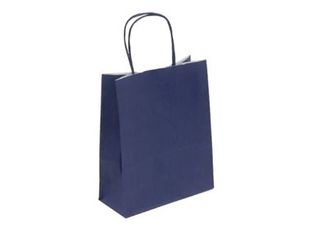 50 Sacs cadeau kraft - poignées torsadées - 18 cm x 8 cm x 22 cm - bleu marine