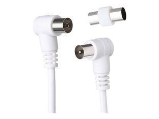 Force Power Lite - Câble d'antenne - IEC connector (9.52mm) mâle incliné pour IEC connector (9.52mm) femelle incliné - 2 m - blanc