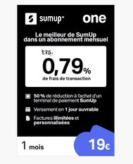 Carte dématérialisée Sumup - Abonnement 1 mois - 0,79% de frais de transaction