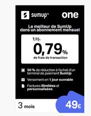 Carte dématérialisée Sumup - Abonnement 3 mois - 0,79% de frais de transaction