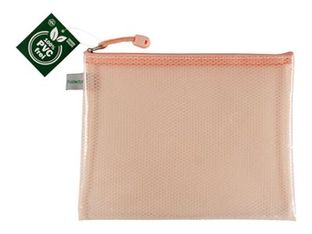 FolderSys - Valisette à fermeture éclair - pour documents, pens, tools - pour A5 (148 x 210 mm) - transparent pastel apricot