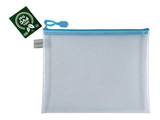 FolderSys - Valisette à fermeture éclair - pour documents, pens, tools - pour A5 (148 x 210 mm) - bleu pastel transparent