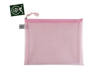 FolderSys - Valisette à fermeture éclair - pour A5 (148 x 210 mm) - transparent pastel red