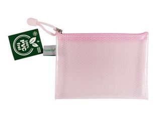 FolderSys - Valisette à fermeture éclair - pour A6 (105 x 148 mm) - transparent pastel red