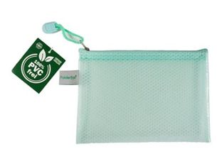 FolderSys - Valisette à fermeture éclair - pour A6 (105 x 148 mm) - vert pastel transparent