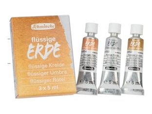 Schmincke Liquid earth - Ensemble de peinture - 3 parties - aquarelle - 3 couleurs - couleurs assorties - 5 ml