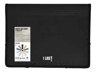 Grafoplas MAXI I Like! - Cartera de documentos - ancho de la espina: 80 mm - para A4 Plus, Folio - negro