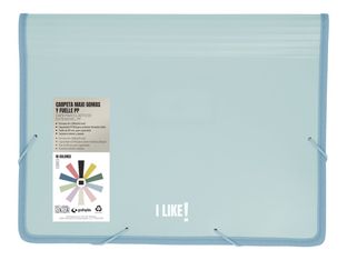 Grafoplas I Like! - Cartera de documentos - ampliable - ancho de la espina: 80 mm - maxi - para DIN A4+ (345 x 260 mm), Folio - azul claro