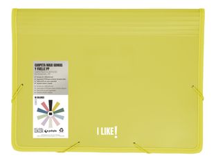 Grafoplas I Like! - Cartera de documentos - ampliable - ancho de la espina: 80 mm - maxi - para DIN A4+ (345 x 260 mm), Folio - amarillo