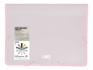 Grafoplas I Like! - Cartera de documentos - ampliable - ancho de la espina: 80 mm - para Folio, A4 Plus - rosa claro