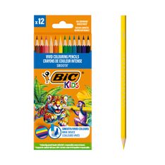 BIC Kids Crayons de Couleur Fabriqués avec 100% de bois sourcé de manière responsable - Couleurs assorties, Etui  de 12