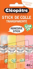 Cléopatre - Boite de 4 bâtons Pastel de colle TRANSPARENTE - Cléostick - Adhésive en 8g