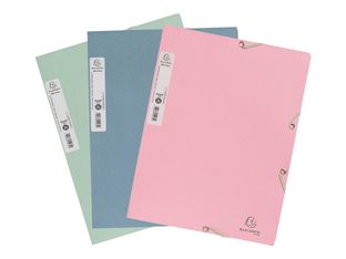 Exacompta - Chemises à Élastiques 3 Rabats - Carton Recyclé 400g/m² - Autentik - Couleurs Assorties