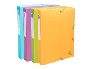Exacompta -Boîte de Classement Dos 40mm - Polypropylène Recyclé Pop'N Co - Couleurs Assorties