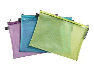 Exacompta Pop'N Co - Pochette à fermeture éclair - pour A4 (210 x 297 mm) - citron vert, cyan, lilas