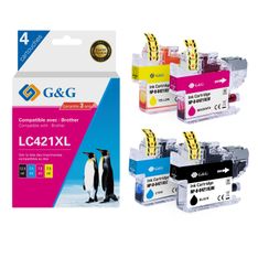 Cartouche compatible Brother LC421XL - Pack de 4 - noir, cyan, magenta, jaune - G&G