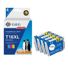 Cartouche compatible Epson 16XL Style plume - Pack de 4 - noir, cyan, magenta, jaune - G&G