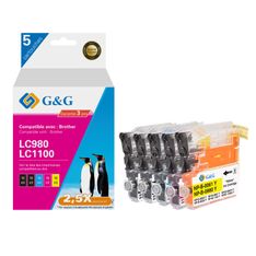 Cartouche compatible Brother LC1100 - Pack de 4 - noir, cyan, magenta, jaune - G&G