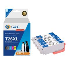 Cartouche compatible Epson 26XL Ours Polaire - Pack de 4 - noir, cyan, magenta, jaune - G&G