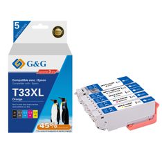 Cartouche compatible Epson 33XL Orange - Pack de 4 - noir, cyan, magenta, jaune - G&G