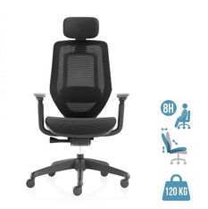 Fauteuil de bureau ALEA - accoudoirs - appuie-tête - noir