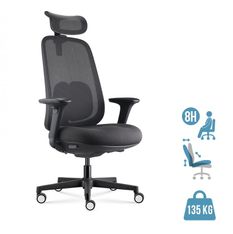 Fauteuil de bureau NELSON - accoudoirs réglables - appuie-tête réglable - noir