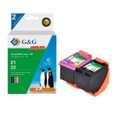 Cartouche remanufacturée HP 21/22 - Pack de 2 - noir, cyan, magenta, jaune - G&G